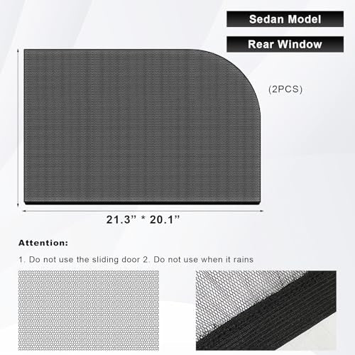 2 PCS Car Window Shades, Double-Layer Automotive Rear Side Window Sunshade Blocks UV Rays & Sun Glare, Breathable Mesh Screen Stretch Sun Protection Cover for Most Cars - color: Car Rear, 2 PCS