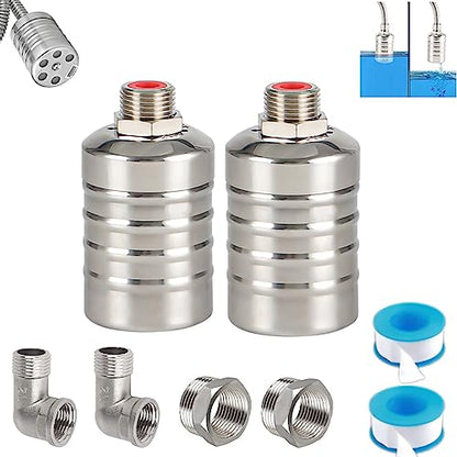 Float Valve, 2 Pack 1/2" 3/4'' Auto Fill Shut off Water Tank Float Valve, 304 Stainless Steel Fully Automatic Water Level Control Valve, Float Valve for Water Tank(2 pcs) - color: 2 pcs