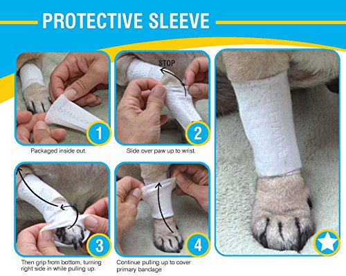 PawFlex Protective Sleeve Tubular Cover - Bandages - for Dogs Cats and Other Pets First Aid Wound Care Comfortable Non-Adhesive Breathable and Water Resistant 7 Strips (yields 14-21 Covers) (X-Small) - size: X-Small 7pk