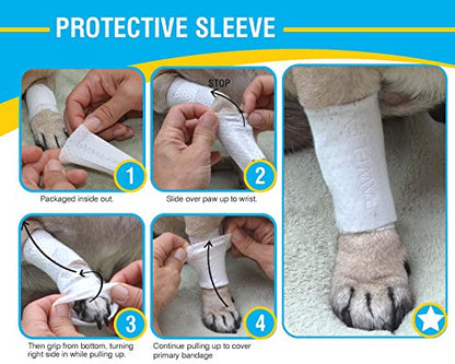 PawFlex Protective Sleeve Tubular Cover - Bandages - for Dogs Cats and Other Pets First Aid Wound Care Comfortable Non-Adhesive Breathable and Water Resistant 7 Strips (yields 14-21 Covers) (X-Small) - size: X-Small 7pk