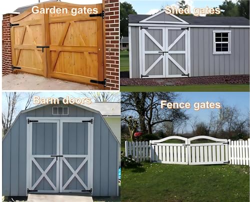 13" Heavy Duty Strap Gate Hinges,900LBS Load Capacity,Thickened Solid Steel | 2Pcs Built-in Ball Bearing T Hinge for 180°or90°Smooth Swing,Bolt or Weld-On Wooden/Metal,Garden Fence Shed Barn Gate(Patent) - size: Large-R