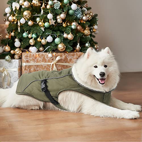 EMUST Dog Winter Coat, Waterproof Fleece Dog Jacket Winter for Small Dogs - color: Green, size: Small