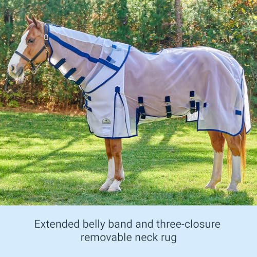 SmartEquine Fine Mesh Horse Fly Sheet with Neck Cover | Optimal Coverage and Breathability | Mesh Fly Sheets for Horses | Ideal for Sensitive Skin Protection (75") - size: 75"