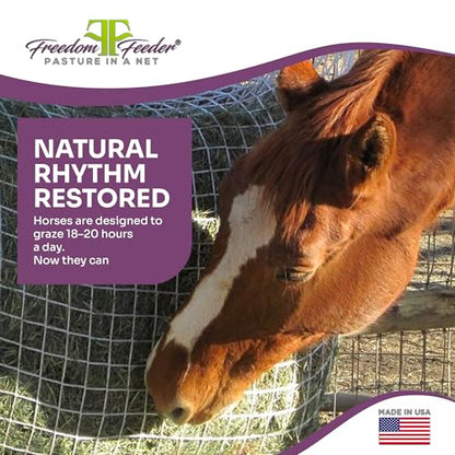 Freedom Feeder Mesh Net Two Day Slow Horse Feeder — Designed to Hold 50 lbs, 6 Flakes or 2 String Bale of Hay and Feed Horse for Two Days — Reduces Horse Feeding Anxiety and Behavioral Issues - size: 2"