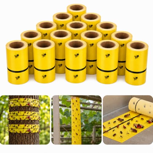 Qualirey 30 Pcs Giant Sticky Fly Traps, Fly Strips for Indoor Outdoor Hanging Flying Tapes Non Toxic Ribbon Fruit Gnat Killer for Mosquito Plants House Horse Stable