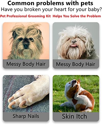 Rabbit Professional Nail Clippers Grooming Kit with Pet Shedding Slicker Brush, Pet Grooming Comb, Nail Clipper Trimmer for Rabbit, Puppy, Kitten, Guinea Pig, Hamster, Ferret (4PCS)