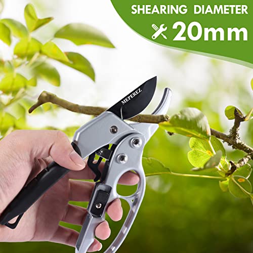 Germany Pruning Shears For Gardening, Arthritis Weak Hand Snips, 4x cutting power trimming, 1-Inch Cut Capacity Garden Clippers, Ergonomic handle, Rust resistant, high strength steel, Sharp - style: Black