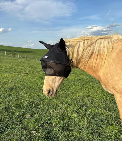 Solar Vizor Horse Fly Mask with Ears (Size Full), 100% UV Eye Protection for Horses with Uveitis, Photosensitivity, Ulcer, Head Shaking, Solid Durable EVA Lining across the top half of the Solar Vizor - size: FULL