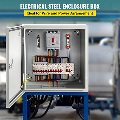 VEVOR NEMA Steel Enclosure, 20 x 20 x 6'' NEMA 4X Steel Electrical Box, IP66 Waterproof & Dustproof, Outdoor/Indoor Electrical Junction Box, with Mounting Plate - size: 20 x 20 x 6