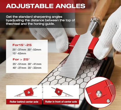 Saker Sharpening Stone with Honing Guide Tool,chisel set for Woodworking,Flattening Stone,Complete Sharpening System Woodworking Tools for Chisel Sharpening and Plane Restoration… - style: Honing Guide Stone Chisel