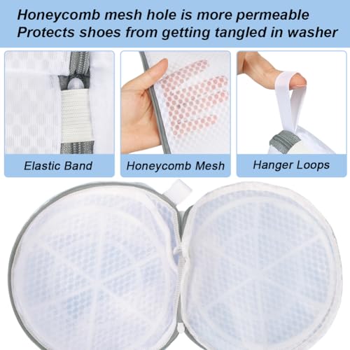 Vivifying Shoe Washing Machine Bag, 2 Pack Honeycomb Mesh Laundry Bag with Zipper for Sneakers, Running Shoes, Sock, Bras, Delicates and Toys - size: 2 Shoe Bags (7.8" x 14")