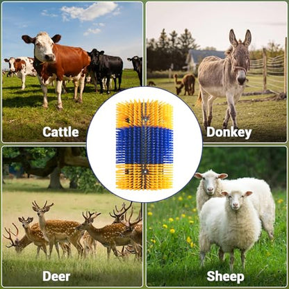 GAOMON Livestock Grooming & Itch Relief Brushes Kit – Durable Handheld Scratching for Horses, Cattle, Goats, Pigs – Stable Cleaning, Back Massage – Blue and Yellow (2 Pieces)