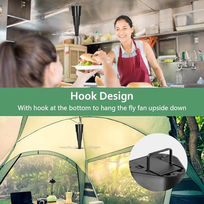 Fretech Fly Fans for Tables 4 Pack - Portable Automatic Picnic Table Food Repellent Fans Spinner for Restaurant, Party, Home