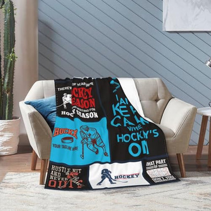Super Soft Warm Ice Hockey Fleece Throw Blanket - Cozy Fluffy Plush Stuff Lightweight Flannel Gifts for Kids & Adults - 60"X50" - color: Hockey, size: 60"x50"