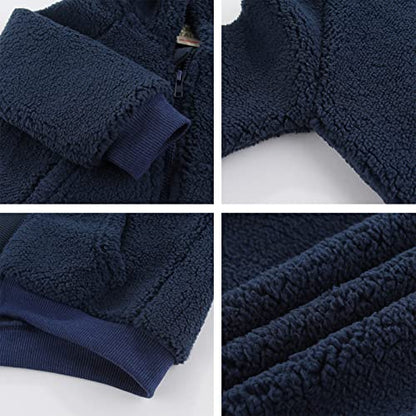 Newborn Infant Baby Boys Girls Cartoon Fleece Hooded Jacket Coat with Ears Warm Todder Kids Outwear Coat Zipper Up 0-6Y - color: Navy Blue, size: 9-12 Months