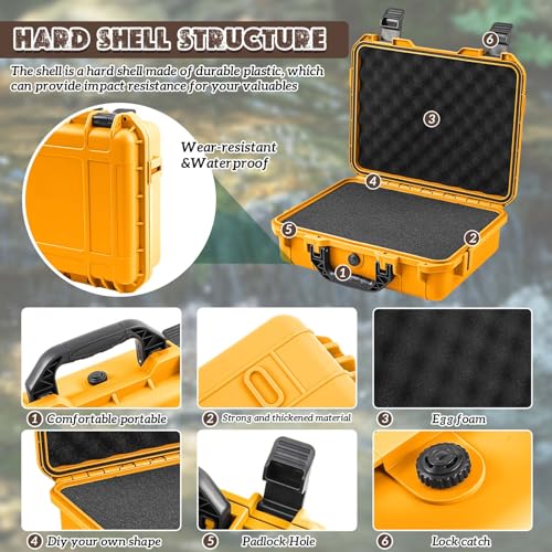 Relaxweex 8.5 x 6.5 x 3.7 Inch Hard Case, Grid Shell, Yellow - color: Yellow, size: 8.5 x 6.5 x 3.7 Inch, style: Grid Shell