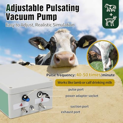2-in-1 Upgrade 0.8Gal/3L Portable Plug in Milker, Milking Machine for Cows and Goats with Food-Grade Stainless Steel Bucket, 4 Teat Cups and Pulsation Vacuum System for Farm, Ranch and Home Dairy Use