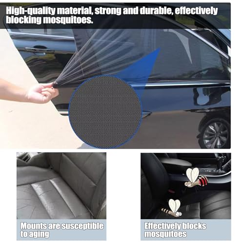 4 PCS Car Front and Rear Side Window Sunshades, 26.3" x 27.5" + 21.2" x 31.1" Mesh Ventilated Privacy Protector, Windows Lifting Anti-dust and Interference Cover, Universal for SUVs (Black)