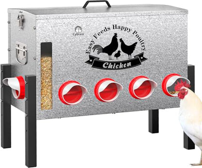 16-Gal Metal Automatic Chicken Feeder with 10 Feeding Ports - size: 16GAL-88LB