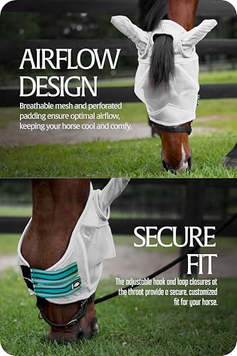 Equinavia Algard Soft Mesh Horse Fly Mask with Ears, 45 SPF UV Protection - color: Light Blue, size: Warmblood