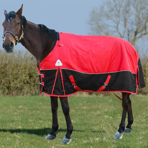 Horse Blanket Winter Horses Blankets for Real Horses, Turnout Blanket 300g Filling Liner 1680D Ripstop Horse Stable Blanket, Horse Care Blanket 78in(145) Red