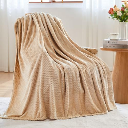 NEWCOSPLAY Fleece Leaves Pattern Throw Blanket, Brown, 50"x60" - color: Brown, size: Throw(50"x60")