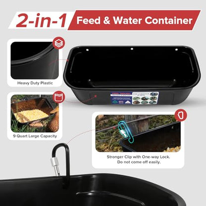 Goovilla Large Feed Trough, Hanging or Screw-in, 2 Pack 9 Quart, Black - color: Black, size: 9 Quart
