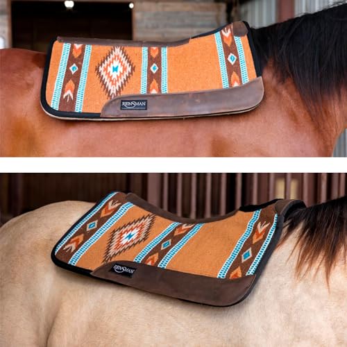Reinsman APEX Ranahan Wool Soft Breathable Shock-Absorbing Fleece-Lined Moisture-Wicking Contoured Back Protection Wither Relief Horse Riding Saddle Pad - color: Brown