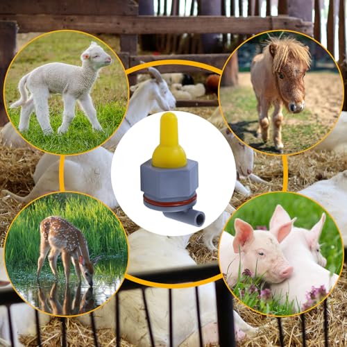 6-Pack Yellow Silicone Lamb Nipple, Sheep, Goat, Animal Feeding & Livestock Teat - Premium Replacement for Orphaned Lambs, Kids, Piglets, Durable & Bite-Resistant（Does not Include Barrel）