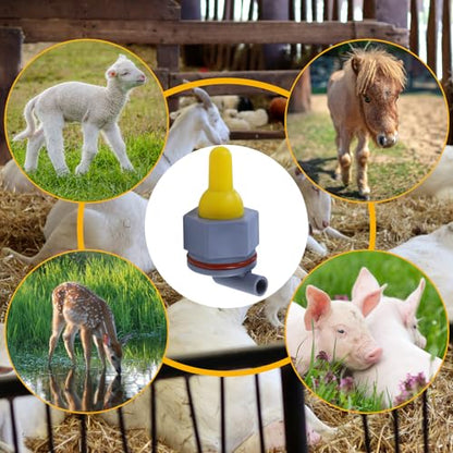 6-Pack Yellow Silicone Lamb Nipple, Sheep, Goat, Animal Feeding & Livestock Teat - Premium Replacement for Orphaned Lambs, Kids, Piglets, Durable & Bite-Resistant（Does not Include Barrel）