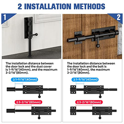 7.8 Inch Barrel Bolt Latch, Sliding Bolt Gate Lock, Black-2PCS - color: Black-2Pcs, size: 8 Inch