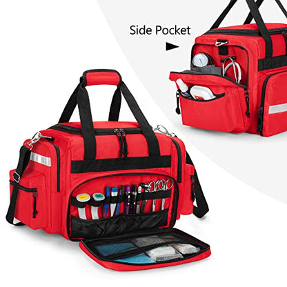 Damero Professional Medical Bag Empty, First Responder Trauma Bag, Red - color: Red