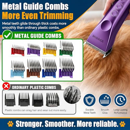 Professional Dog Grooming Clippers, Cordless Pet Hair Clipper - color: Purple