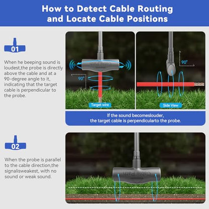 NOYAFA Underground Wire Locator - Circuit Tracer Pet Fence, Electrical, Network & Irrigation Wires, Rechargeable Battery, LED Flashlight, Easy Cable Break Detection, NF-816LS