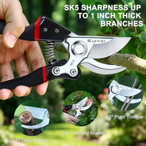 Kynup Pruning Shears for Gardening, Garden Shears Heavy Duty - style: Modern Black