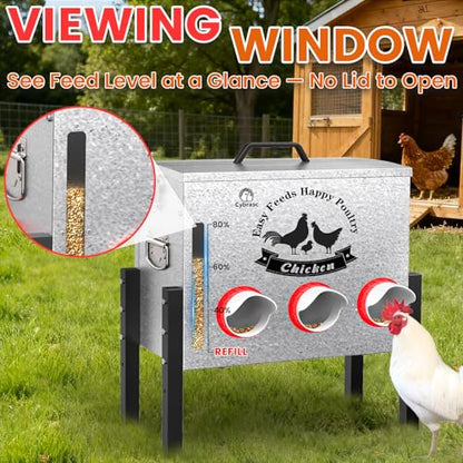 7-Gal Metal Automatic Chicken Feeder with 6 Feeding Ports - size: 7GAL-35LB