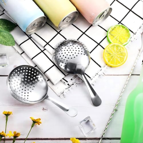 Boao 2 Pack Julep Strainers Stainless Steel Strainer Cocktail Spoon, Silver - color: ['Silver']