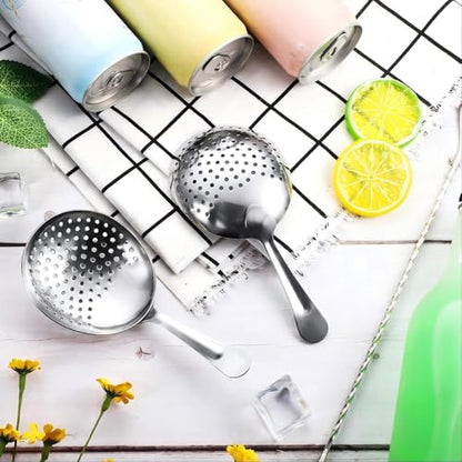 Boao 2 Pack Julep Strainers Stainless Steel Strainer Cocktail Spoon, Silver - color: ['Silver']
