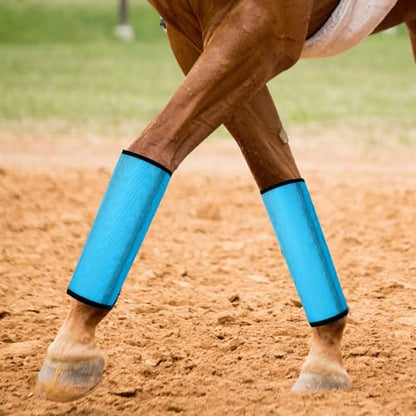 Jexine 8 Pcs Mesh Fly Boots for Horse - color: Green, Sky Blue