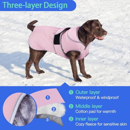 MIGOHI Reflective Dog Coat, Waterproof Winter Jacket, Fleece Lined, Small, Pink - color: Pink, size: Small