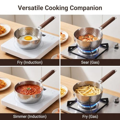 GREATLINK 18/8 Stainless Steel Small Saucepan with Lid and Pour Spouts