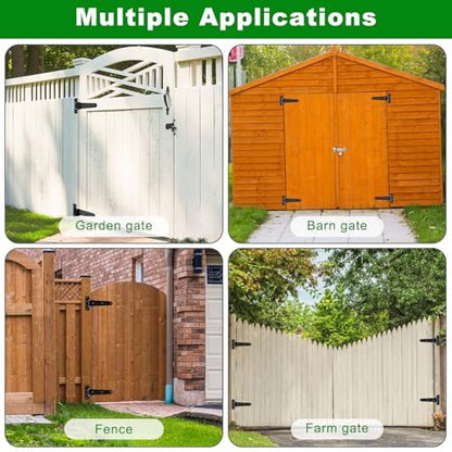 Insaga Heavy Duty Gate Hinges 1000 LBS, 13'' Strap Hinges with Ball Bearings, 6mm Thick Carbon Steel Weld-On or Bolt-On Hinges, 180° One Way Open for Barn Farm Fence Shed Garden Gates (4Pcs, Black) - size: 180° Open-4Pack