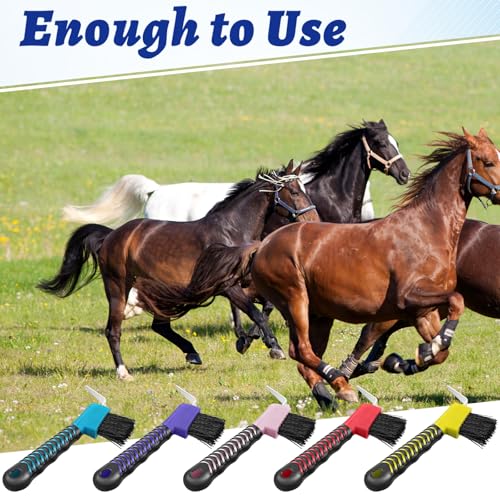 Zhehao 30 Pieces Horse Hoof Pick Brush with Soft Rubber Handle Portable Hoof Pick with Brush, Random Colors