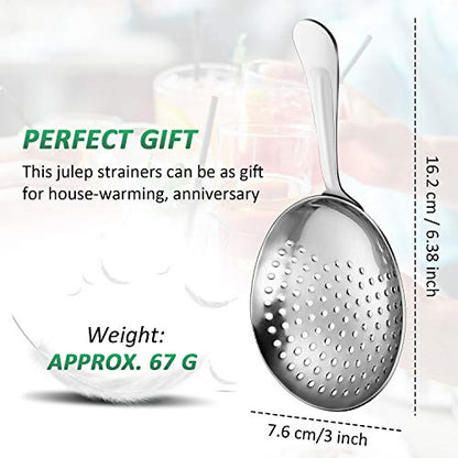 Boao 2 Pack Julep Strainers Stainless Steel Strainer Cocktail Spoon, Silver - color: ['Silver']