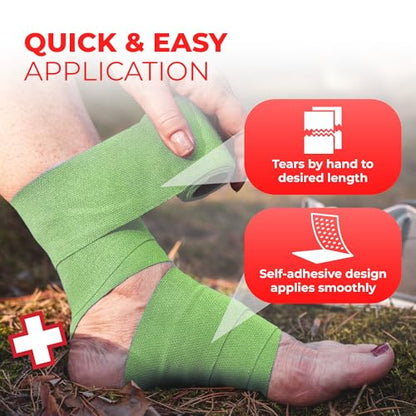 Ever Ready First Aid Self Adherent Cohesive Bandages 3" x 5 Yards - 12 Count, Rainbow Colors - size: 12 Count (Pack of 1)