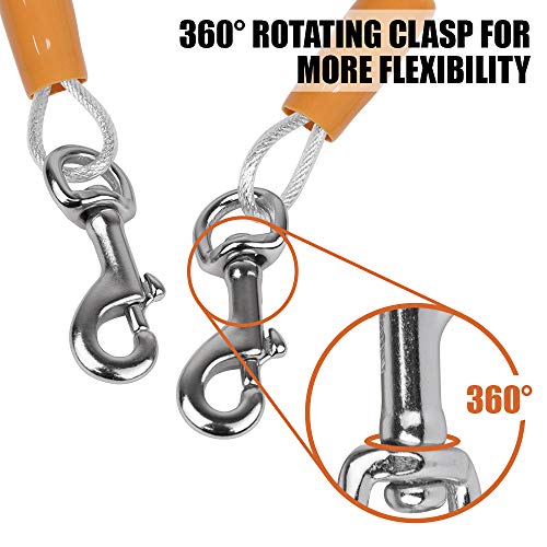 BV Dog Tie Out Cable 25 Feet - Heavy Duty Dog Lead Up to 90 Pounds - Reflective & Rust-Free with Quick Release Swivel Clips & 360° Rotating Clasp - Tangle-Free Dogs Runner for Yard (Silver, Pair) - color: 90lbs/ 25ft/ Silver, style: Pair