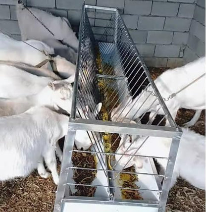 VOHALA 92 Gallon Hay and Grain Feeder for Goats, Galvanized Steel 2-in-1 Livestock Feeder with 37 Gallon Feed Pan, Heavy Duty Freestanding Hay Rack for Sheep, Easy Assembly for Outdoor Farm Use