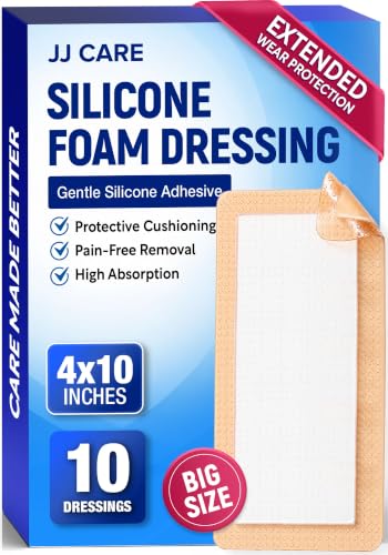 10Pcs Silicone Foam Dressing, 4x10 Bed Sore Bandages | Wound Care FSA&HSA - size: 4x10 10ct