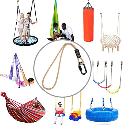 SELEWARE 6.5ft Tree Swing Rope, Adjustable Hammock Straps Hanging Kit - color: Beige1-1 Pack, size: 6.5ft