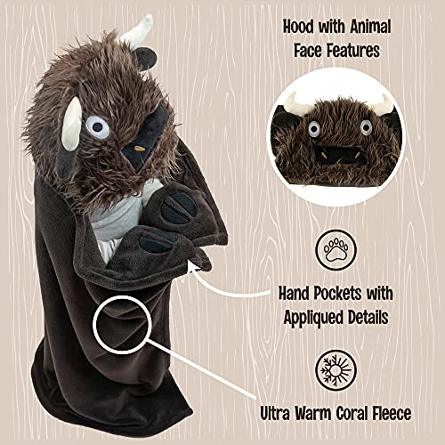 Lazy One Wearable Hooded Blanket for Kids, Animal Hooded Blanket (Buffalo) - color: I'm Buff Buffalo Hooded Blanket